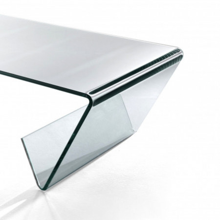 Tavolino TEX in Vetro curvato, 110x55 h35 cm