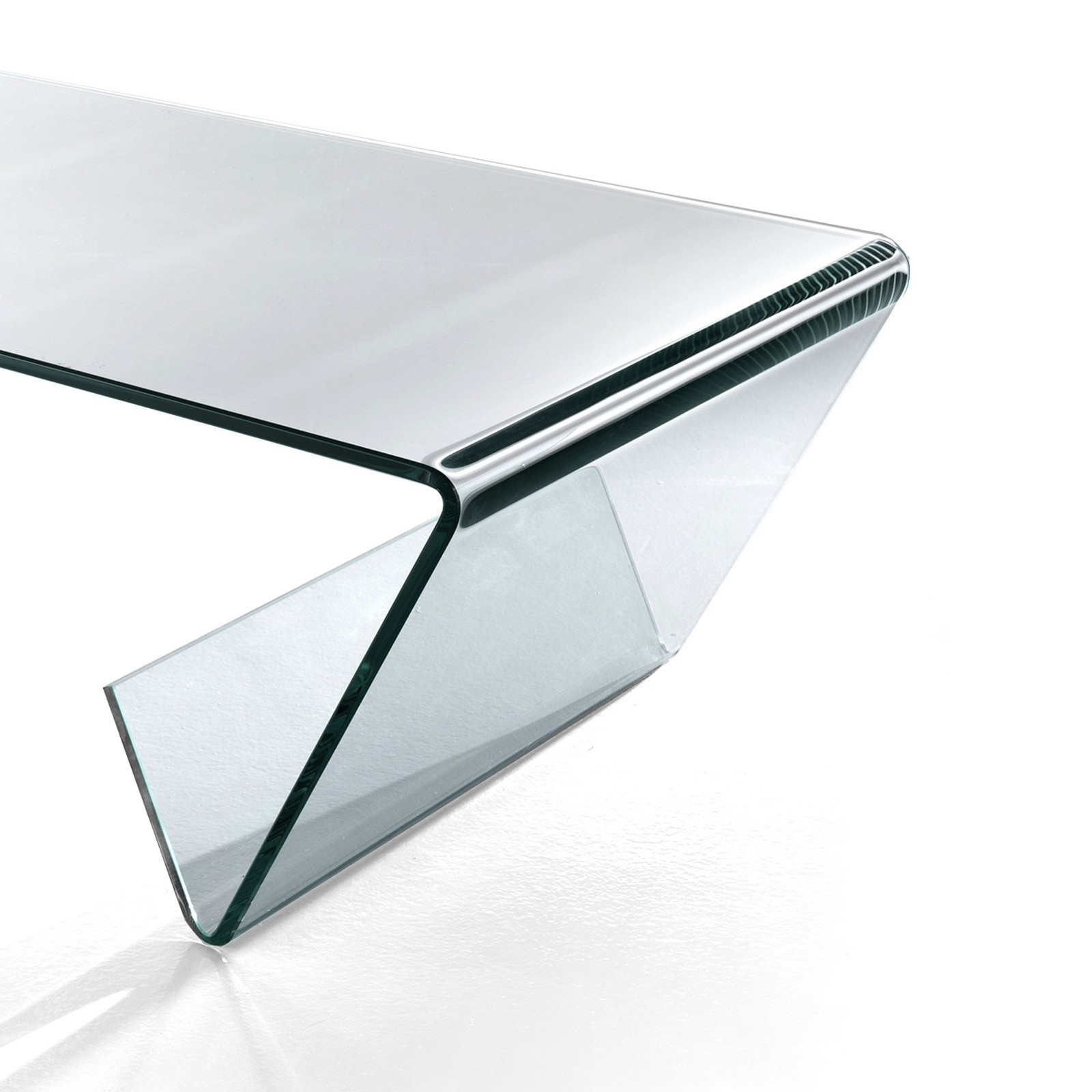 Tavolino TEX in Vetro curvato, 110x55 h35 cm