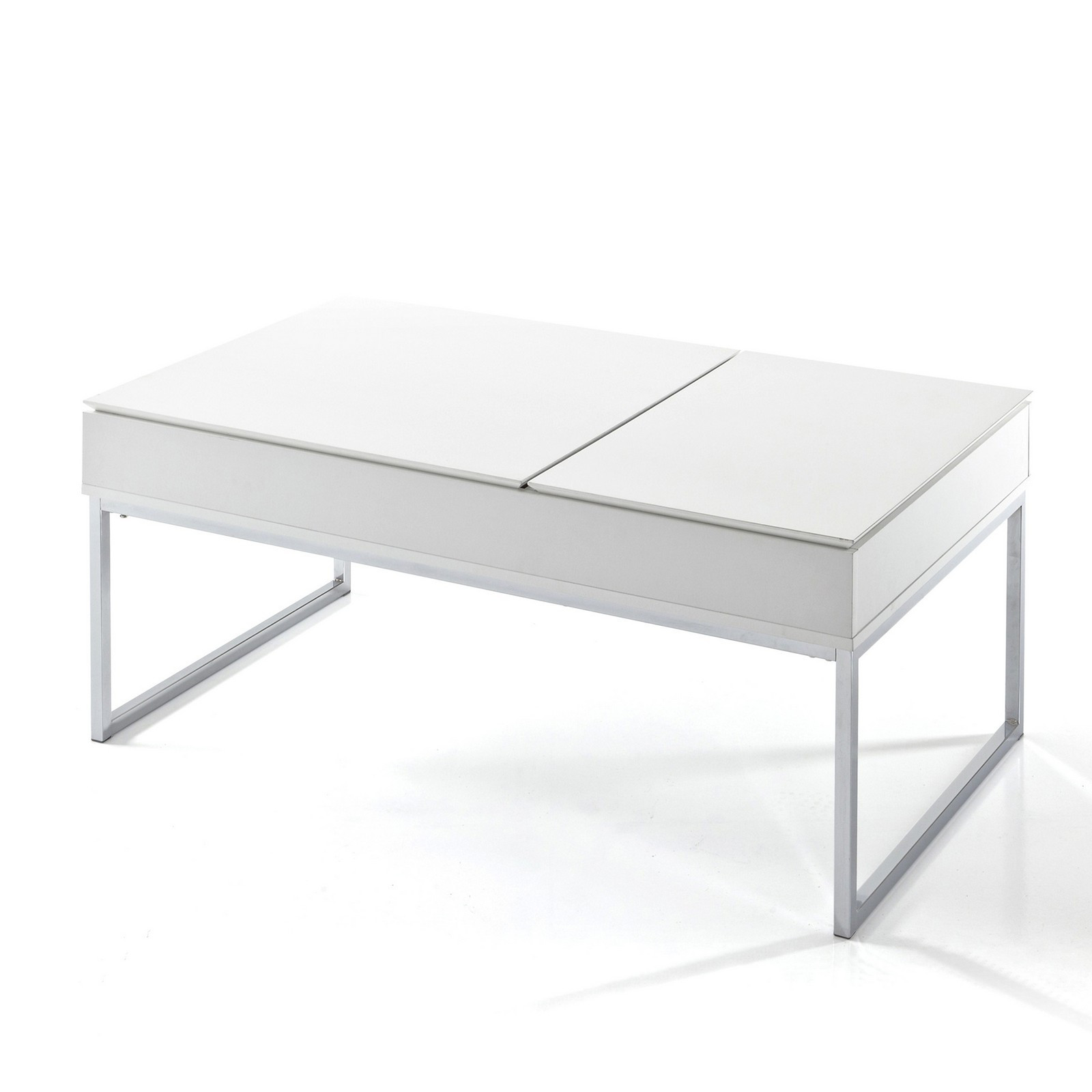 Tavolino da Salotto DEDE in MDF laccato Bianco opaco e Metallo