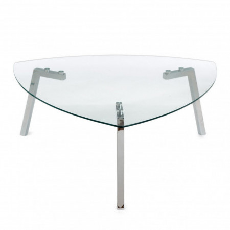 Tavolino JACK in Metallo Cromato piano in Vetro trasparente, 100x100 h39 cm