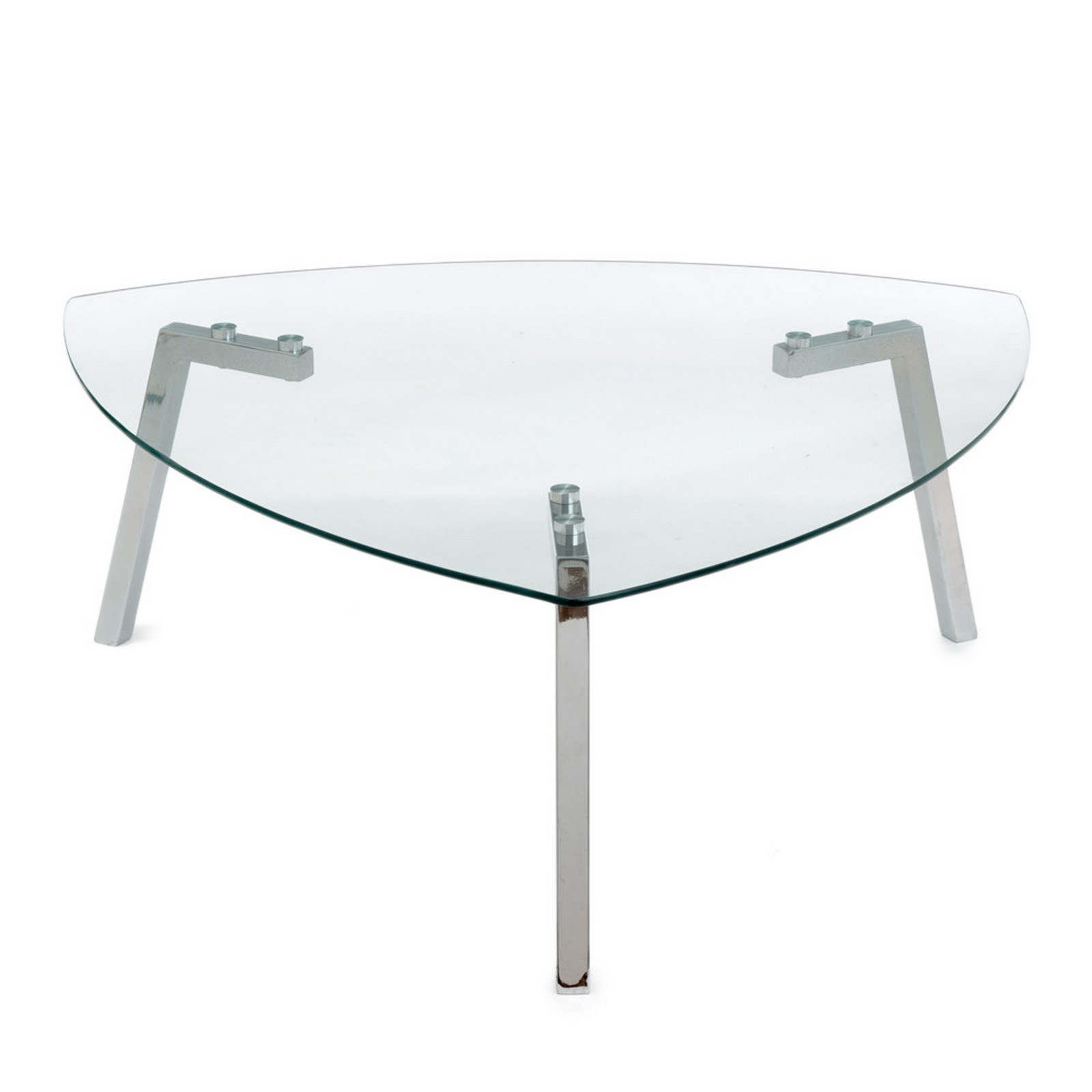 Tavolino JACK in Metallo Cromato piano in Vetro trasparente, 100x100 h39 cm