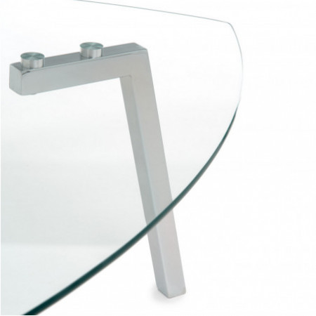 Tavolino JACK in Metallo Cromato piano in Vetro trasparente, 100x100 h39 cm