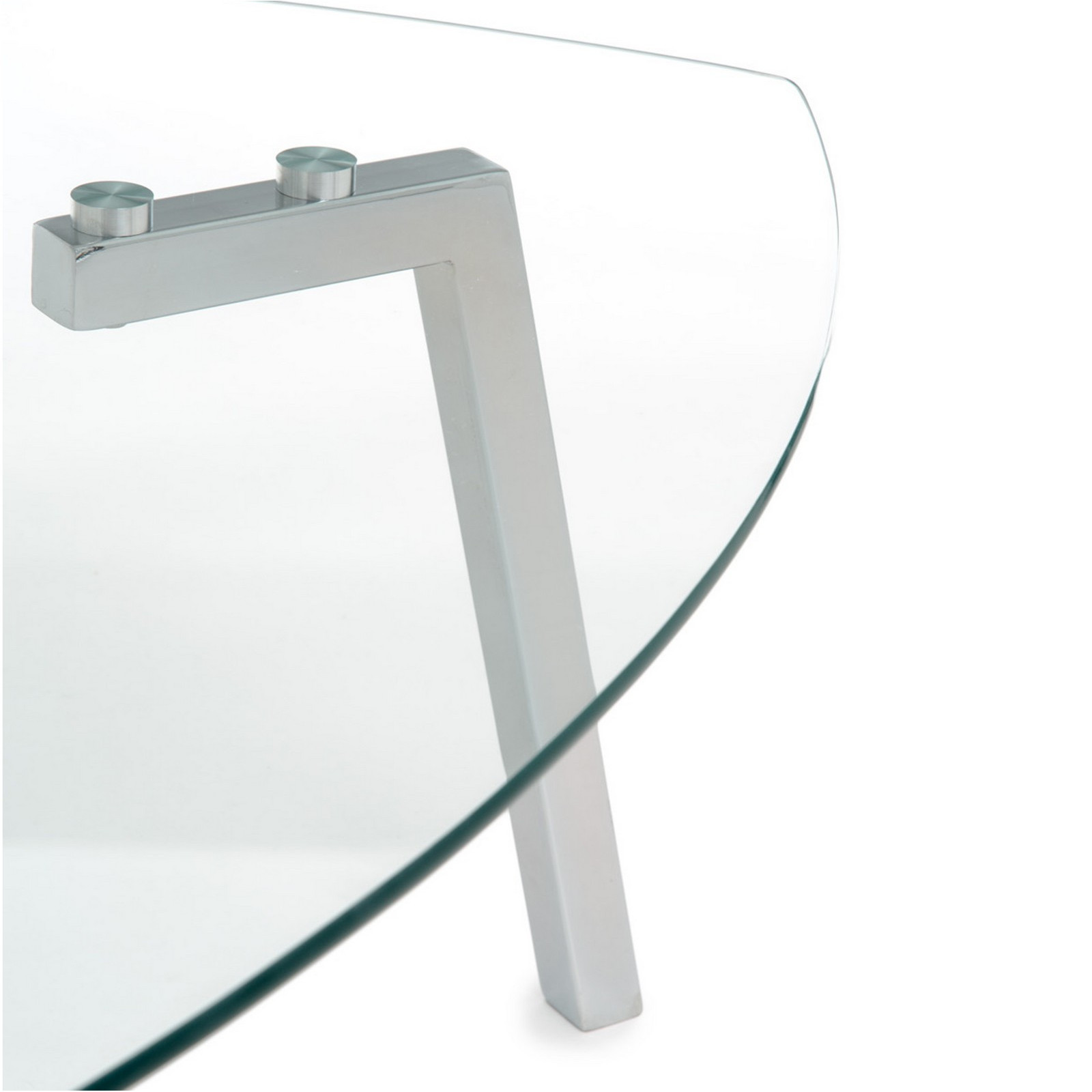 Tavolino JACK in Metallo Cromato piano in Vetro trasparente, 100x100 h39 cm