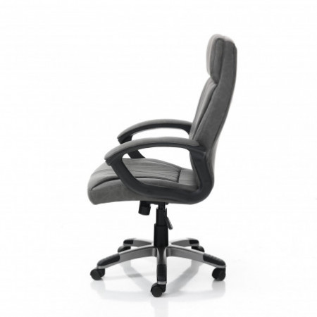 Sedia da ufficio regolabile e girevole TORINO in Pelle sintetica Grigio effetto invecchiato con ruote, 64x63 h111/121 cm