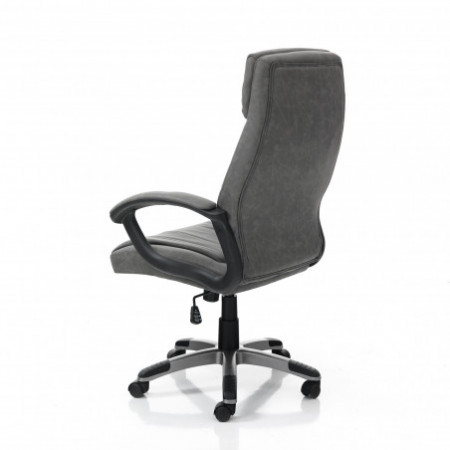 Sedia da ufficio regolabile e girevole TORINO in Pelle sintetica Grigio effetto invecchiato con ruote, 64x63 h111/121 cm