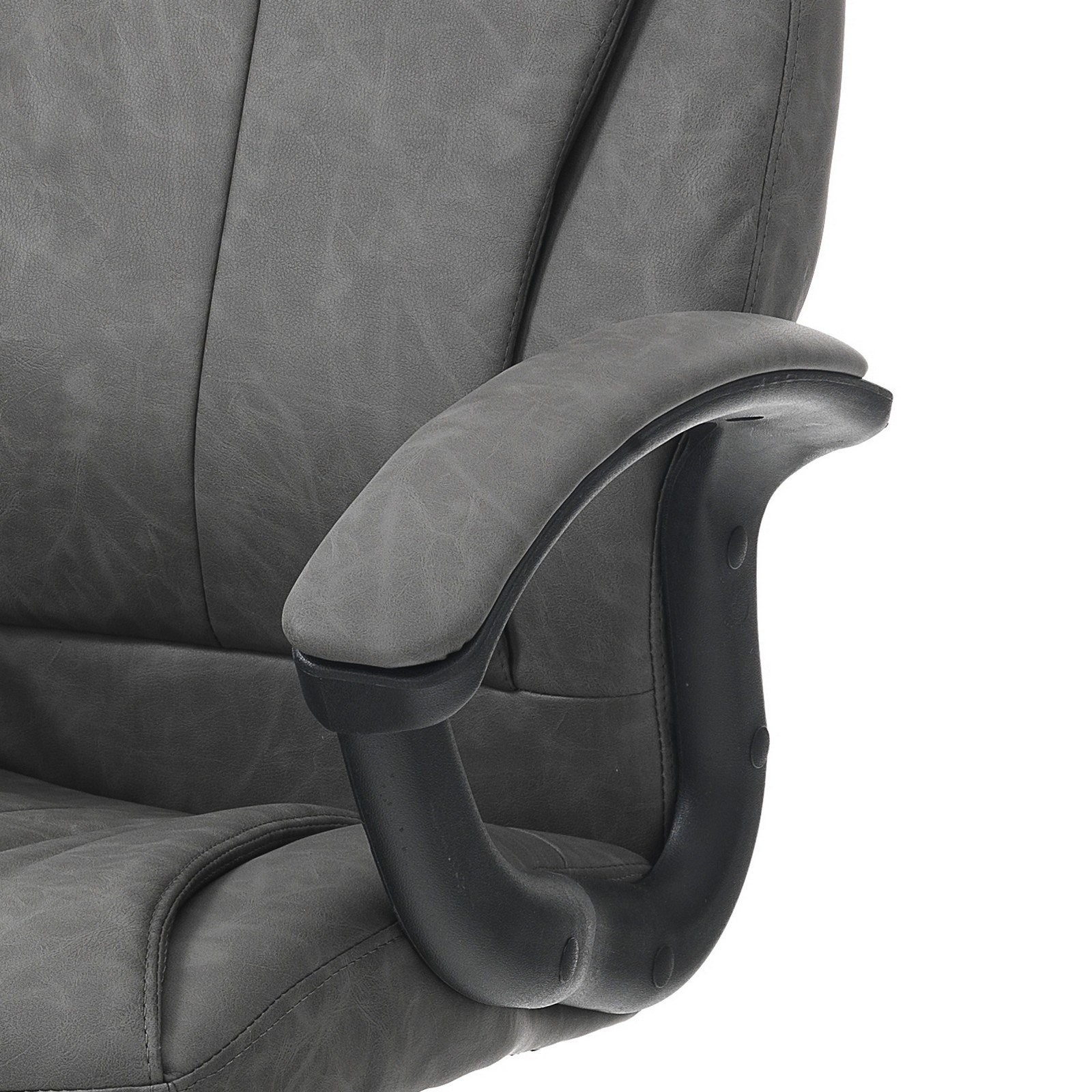 Sedia da ufficio regolabile e girevole TORINO in Pelle sintetica Grigio effetto invecchiato con ruote, 64x63 h111/121 cm