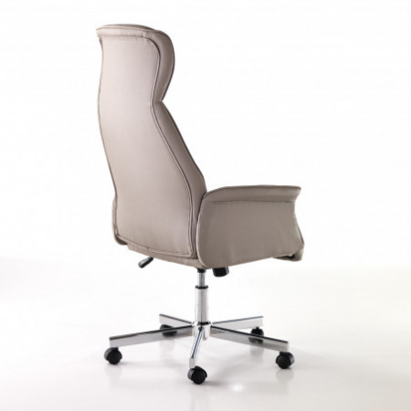 Poltrona da ufficio regolabile e girevole URBINO BIG in seduta Pelle sintetica tortora con ruote, 64x75 h116/126 cm