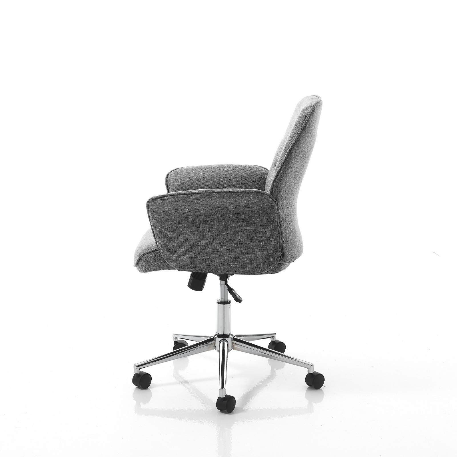 Sedia Da Ufficio Regolabile e Girevole URBINO In tessuto Grigio Con Ruote, 62x62 H 92/100 Cm