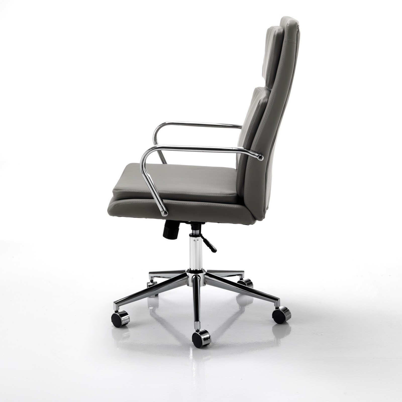 Sedia da ufficio regolabile e girevole TOP in Pelle sintetica Grigia con ruote, 59x70 h110/120 cm