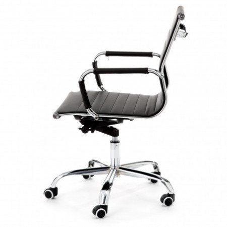 Sedia da ufficio regolabile e girevole KETTY SMALL in Pelle sintetica Nera con ruote, 56x63 h93/103 cm