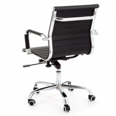 Sedia da ufficio regolabile e girevole KETTY SMALL in Pelle sintetica Nera con ruote, 56x63 h93/103 cm