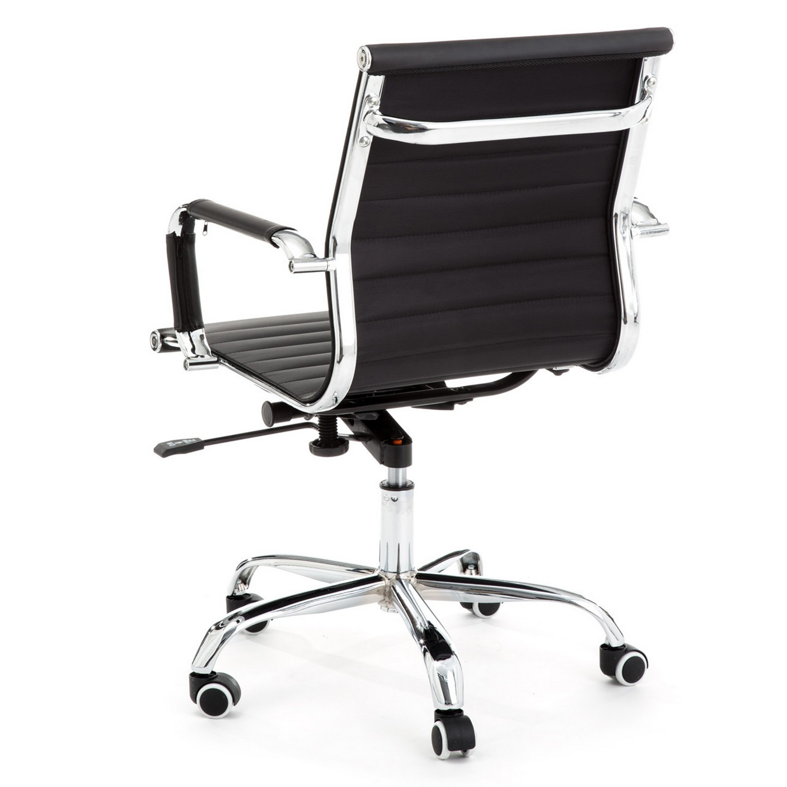 Sedia da ufficio regolabile e girevole KETTY SMALL in Pelle sintetica Nera con ruote, 56x63 h93/103 cm