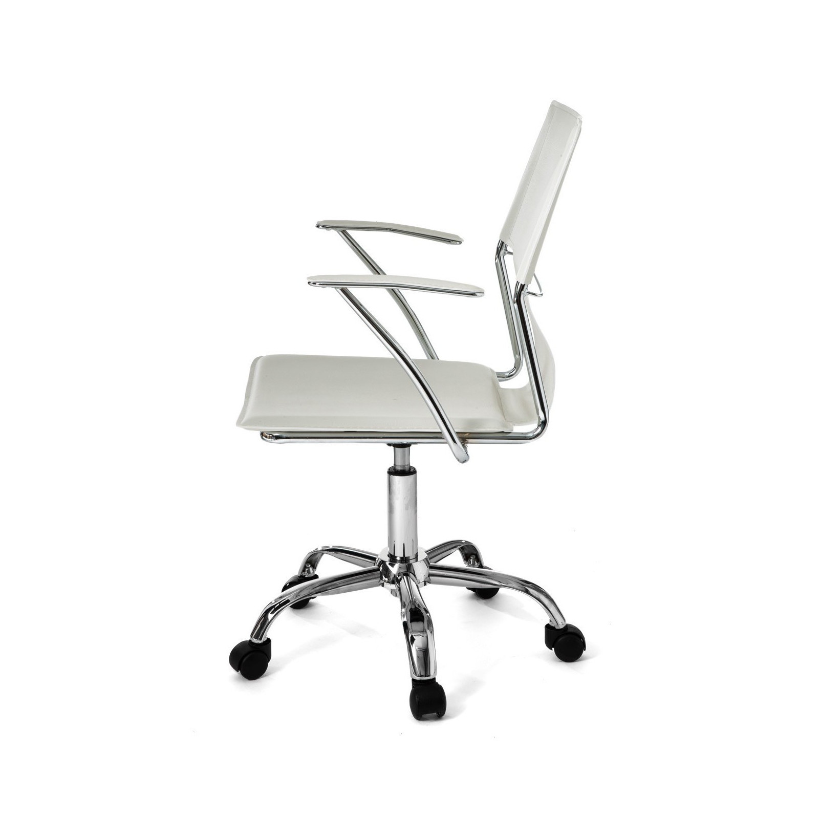 Sedia da ufficio regolabile e girevole GEGIA in Pelle sintetica Bianca con ruote, 55x54 h86/96 cm