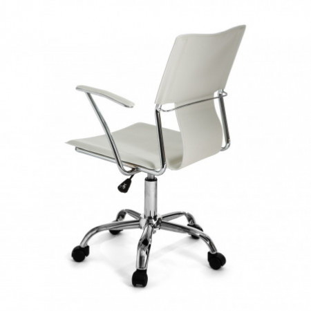 Sedia da ufficio regolabile e girevole GEGIA in Pelle sintetica Bianca con ruote, 55x54 h86/96 cm