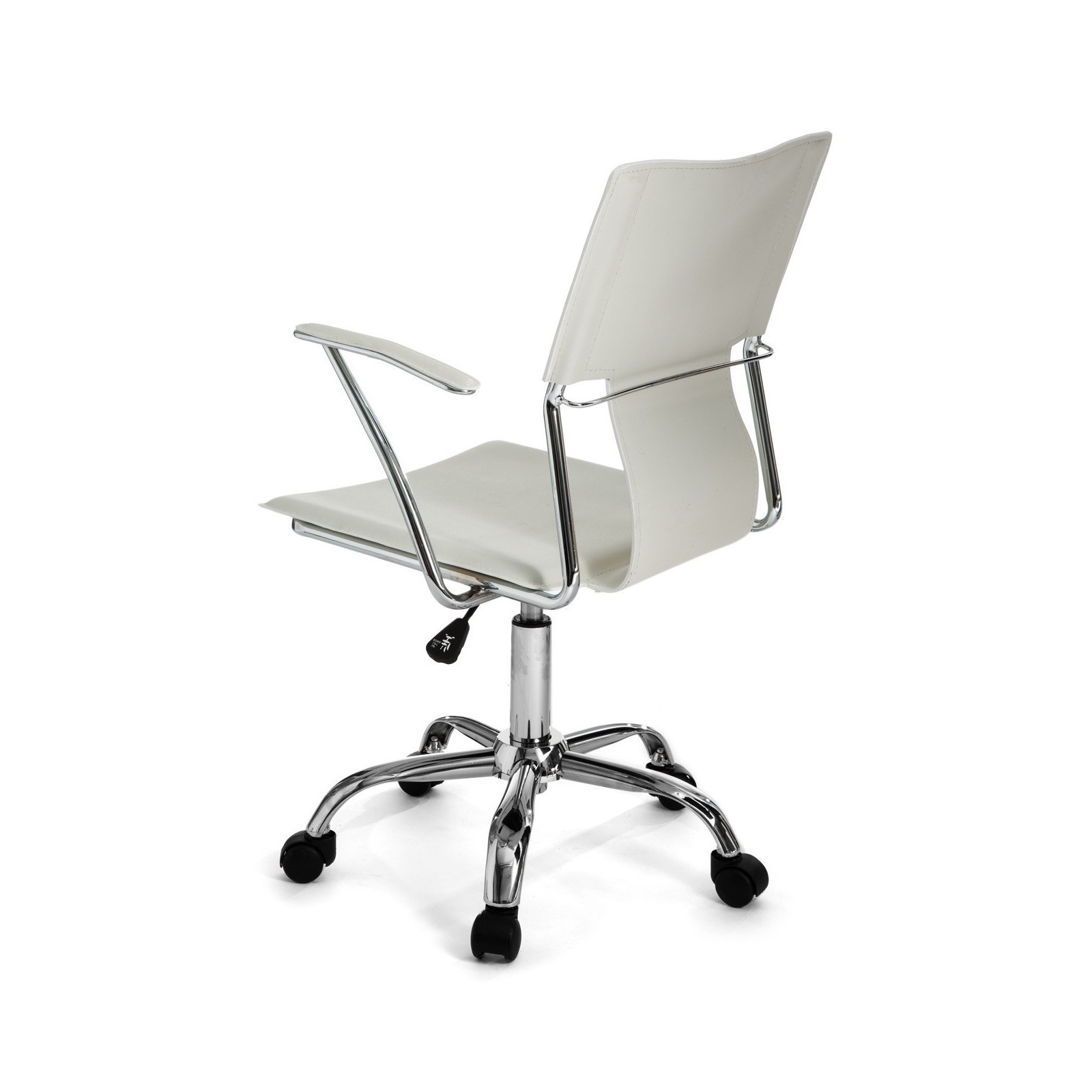Sedia da ufficio regolabile e girevole GEGIA in Pelle sintetica Bianca con ruote, 55x54 h86/96 cm