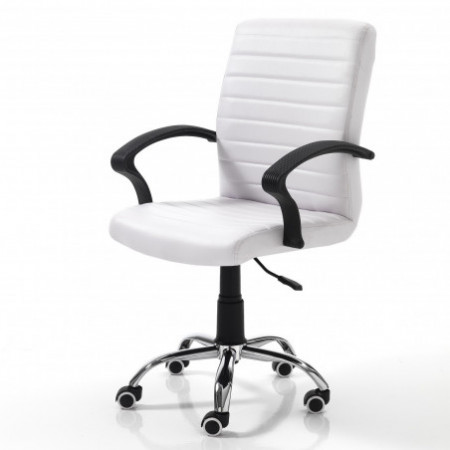 Sedia da ufficio regolabile e girevole NAPOLI BIG in Pelle sintetica Bianca con ruote, 57x62 h94/104 cm