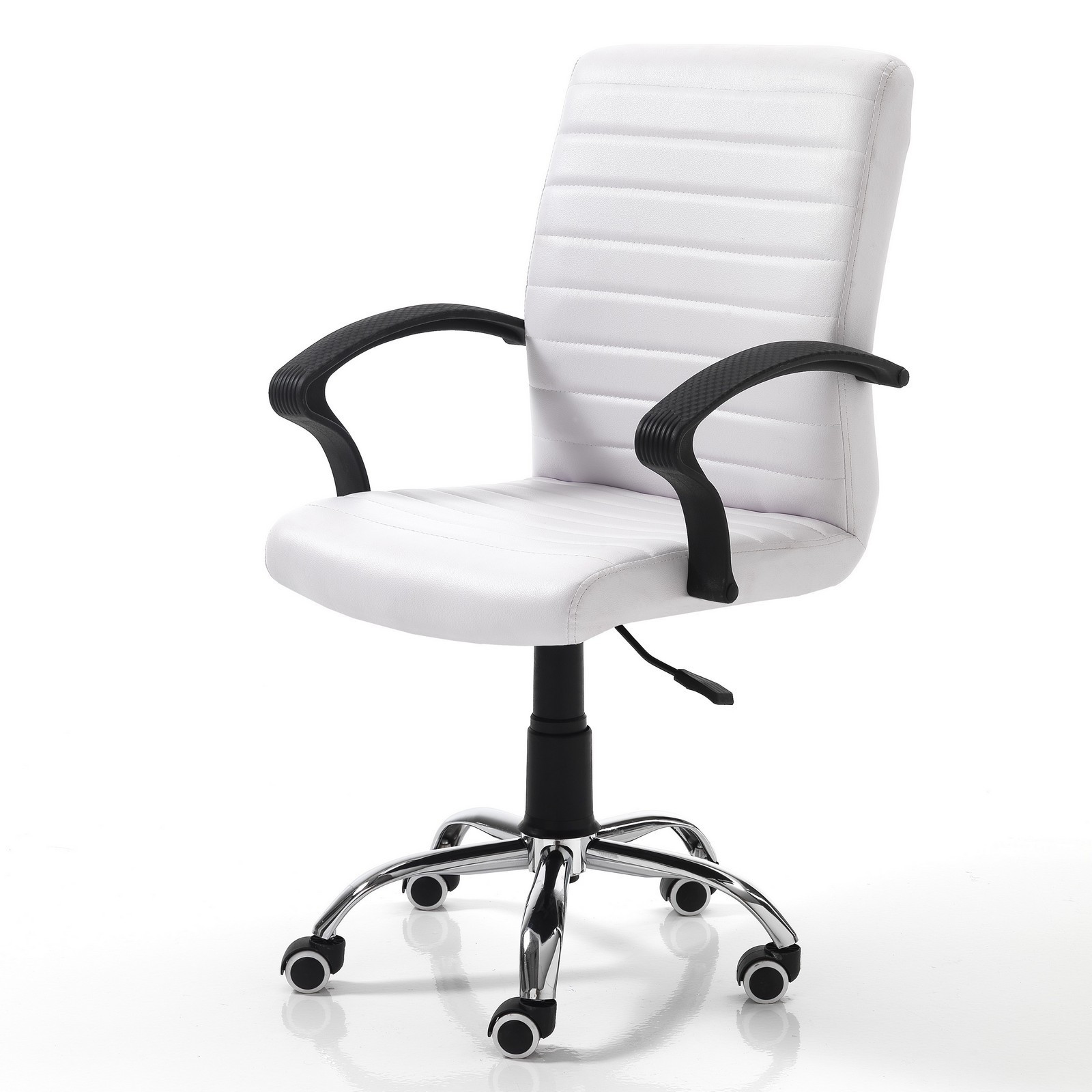 Sedia da ufficio regolabile e girevole NAPOLI BIG in Pelle sintetica Bianca con ruote, 57x62 h94/104 cm