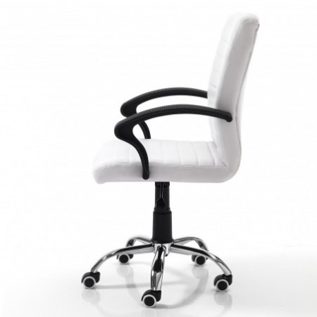 Sedia da ufficio regolabile e girevole NAPOLI BIG in Pelle sintetica Bianca con ruote, 57x62 h94/104 cm