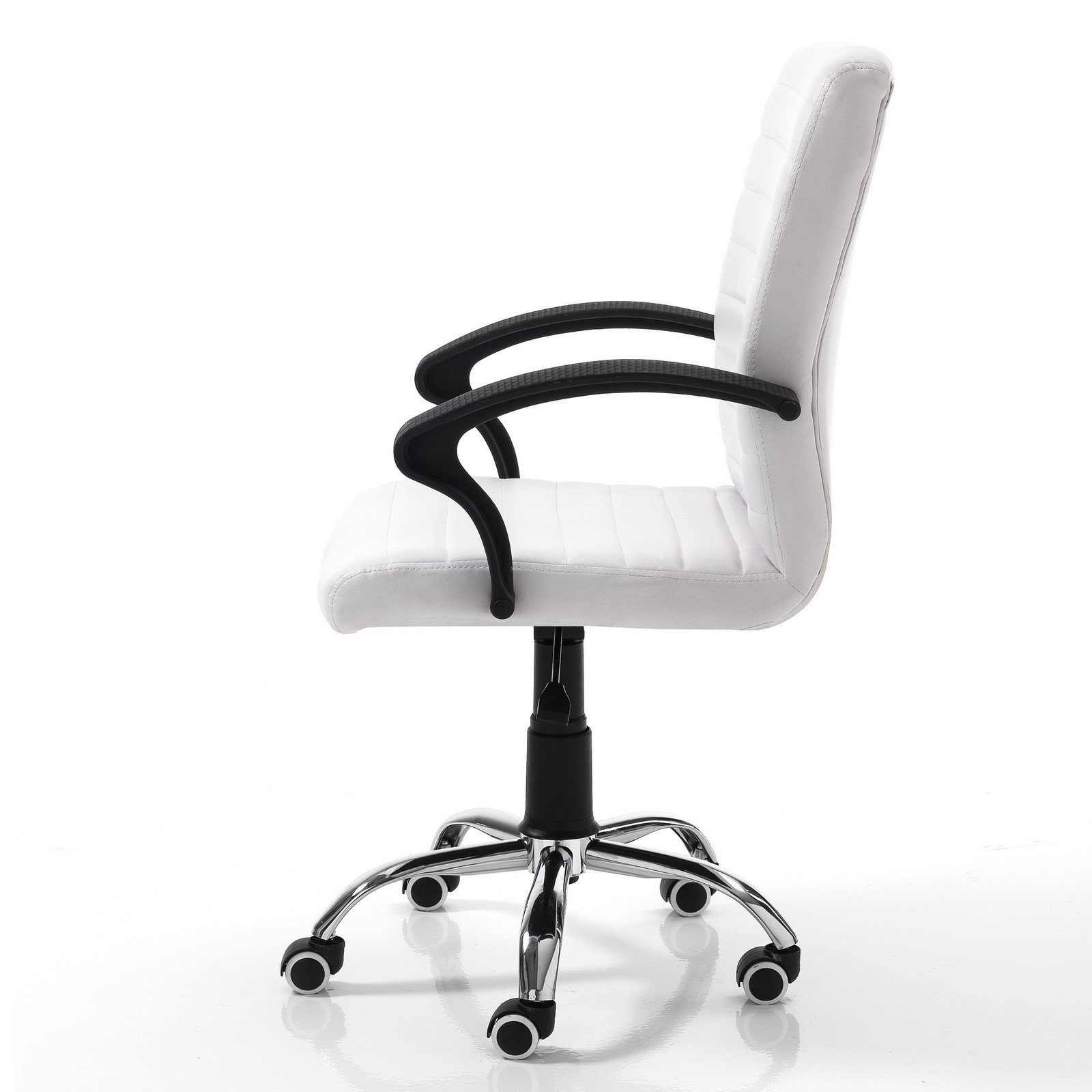 Sedia da ufficio regolabile e girevole NAPOLI BIG in Pelle sintetica Bianca con ruote, 57x62 h94/104 cm