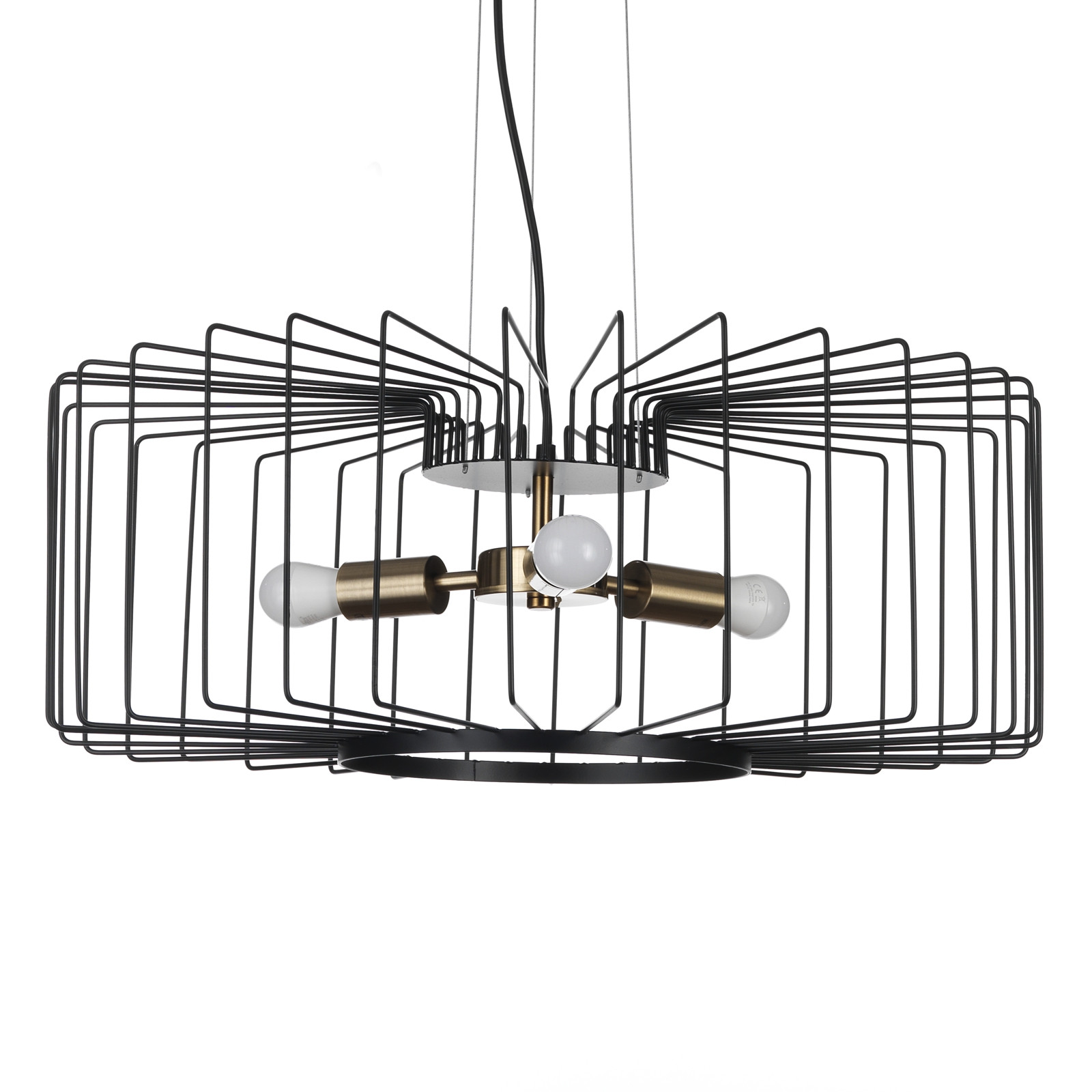 Lampadario Dora in Acciaio Nero e Oro opaco 3 lampade, d60xh23 cm