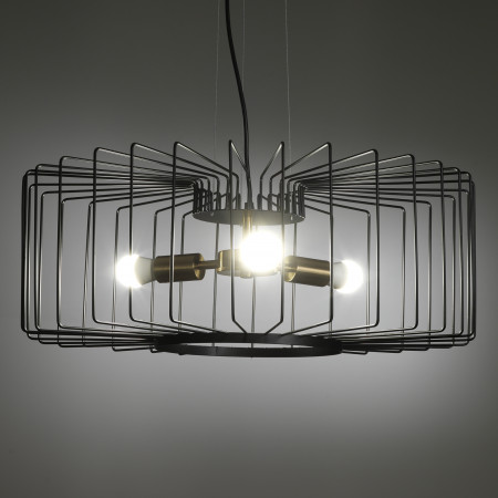 Lampadario Dora in Acciaio Nero e Oro opaco 3 lampade, d60xh23 cm