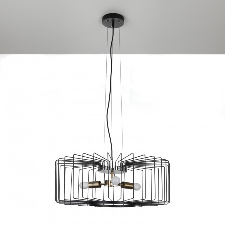Lampadario Dora in Acciaio Nero e Oro opaco 3 lampade, d60xh23 cm