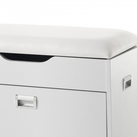 Scarpiera / Panca Tito B in MDF laccata Bianco opaco 1 anta e 1 vano contenitore, 60x30xh55 cm