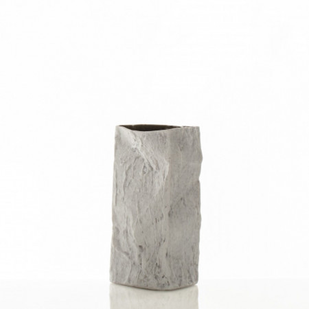 Vaso ROCKS-B in ceramica effetto pietra colore grigio chiaro finitura opaca