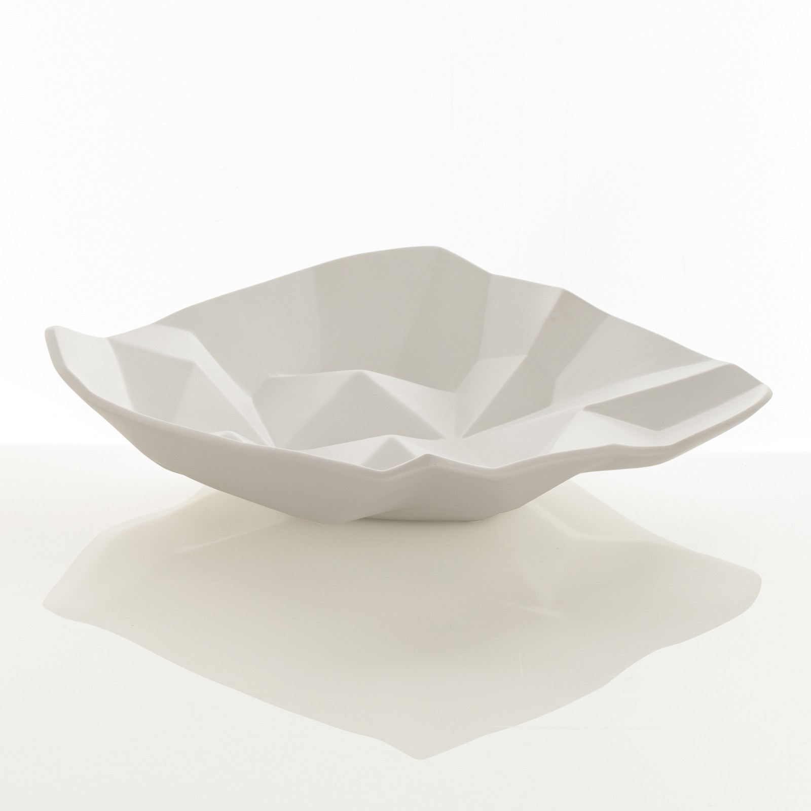Centrotavola / svuotatasche KAOS ROUND BIG in ceramica colore bianco  finitura opaca, 45x45x13 cm