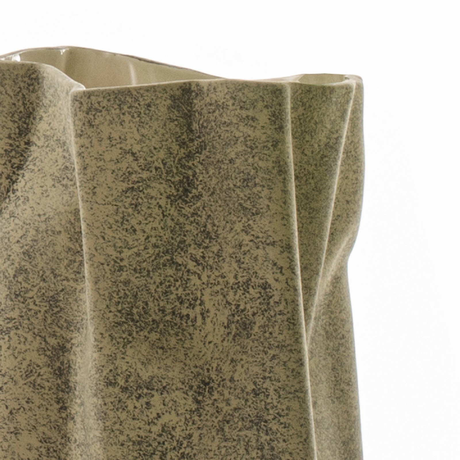 Vaso SAVIOLI-A in ceramica effetto pietra colore sabbia, 14x14x26 cm