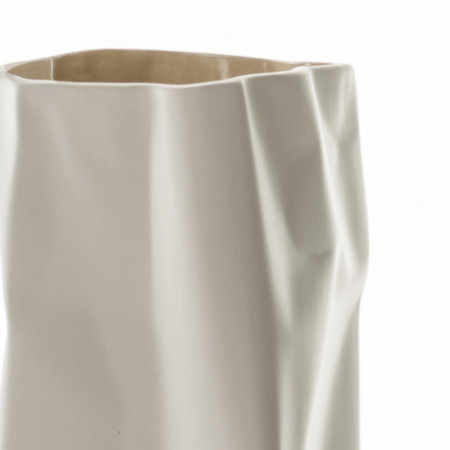 Vaso KAOS MEDIUM WHITE in ceramica colore bianco finitura opaca, 15x17x33 cm