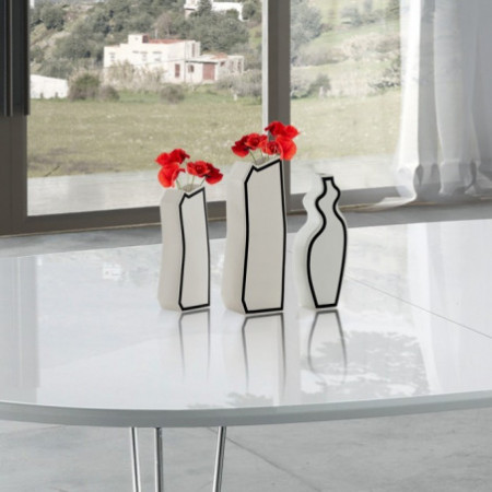 Vaso COMICS-C in ceramica colore bianco opaco, 15x10x41 cm