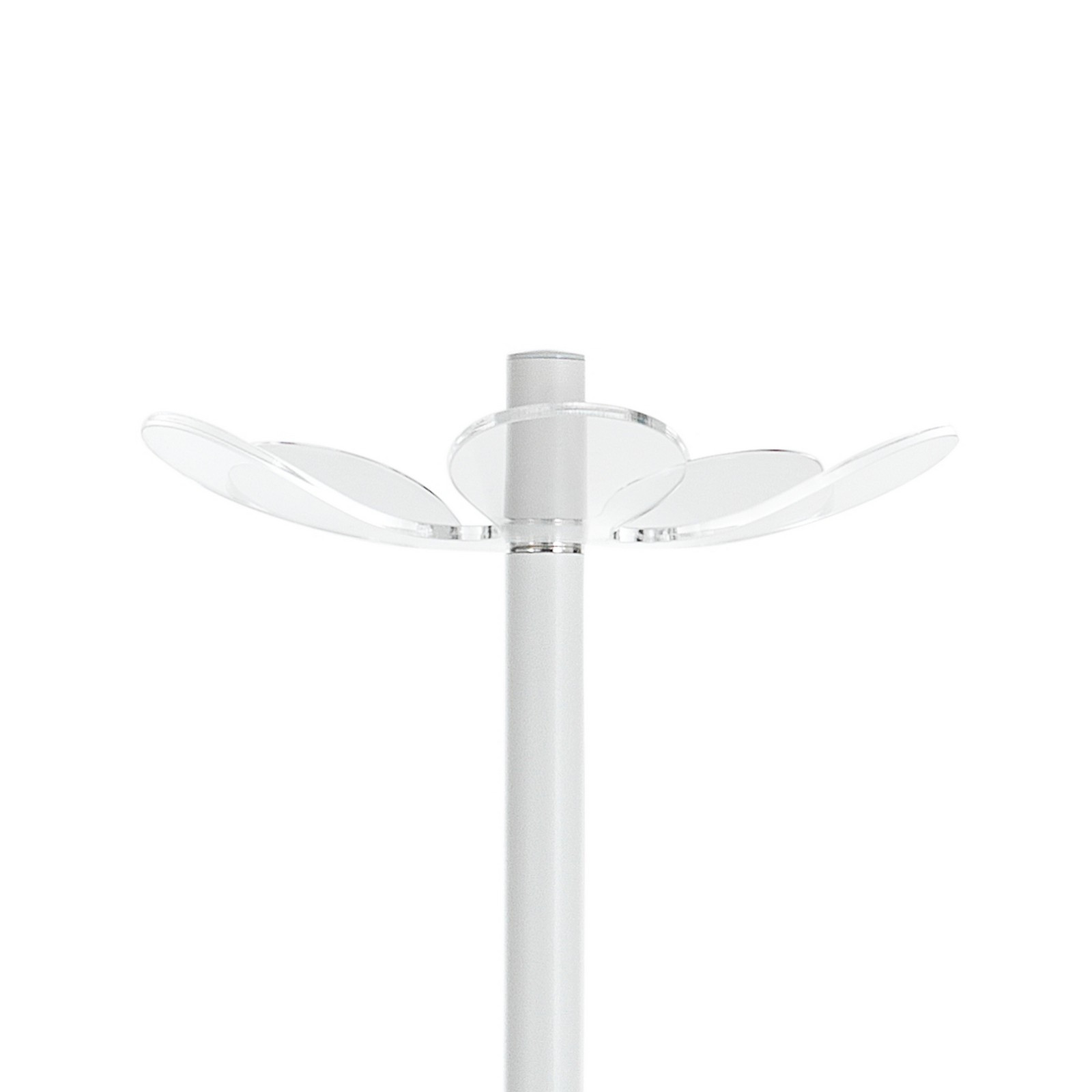 Appendiabiti Markku in Acciaio Bianco Opaco Pomelli in Acrilico Trasparente, h170xd34 cm