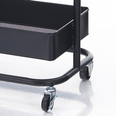 Stender Aino in Acciaio Nero Opaco Ripiano Effetto Legno, 60x37xh190 cm