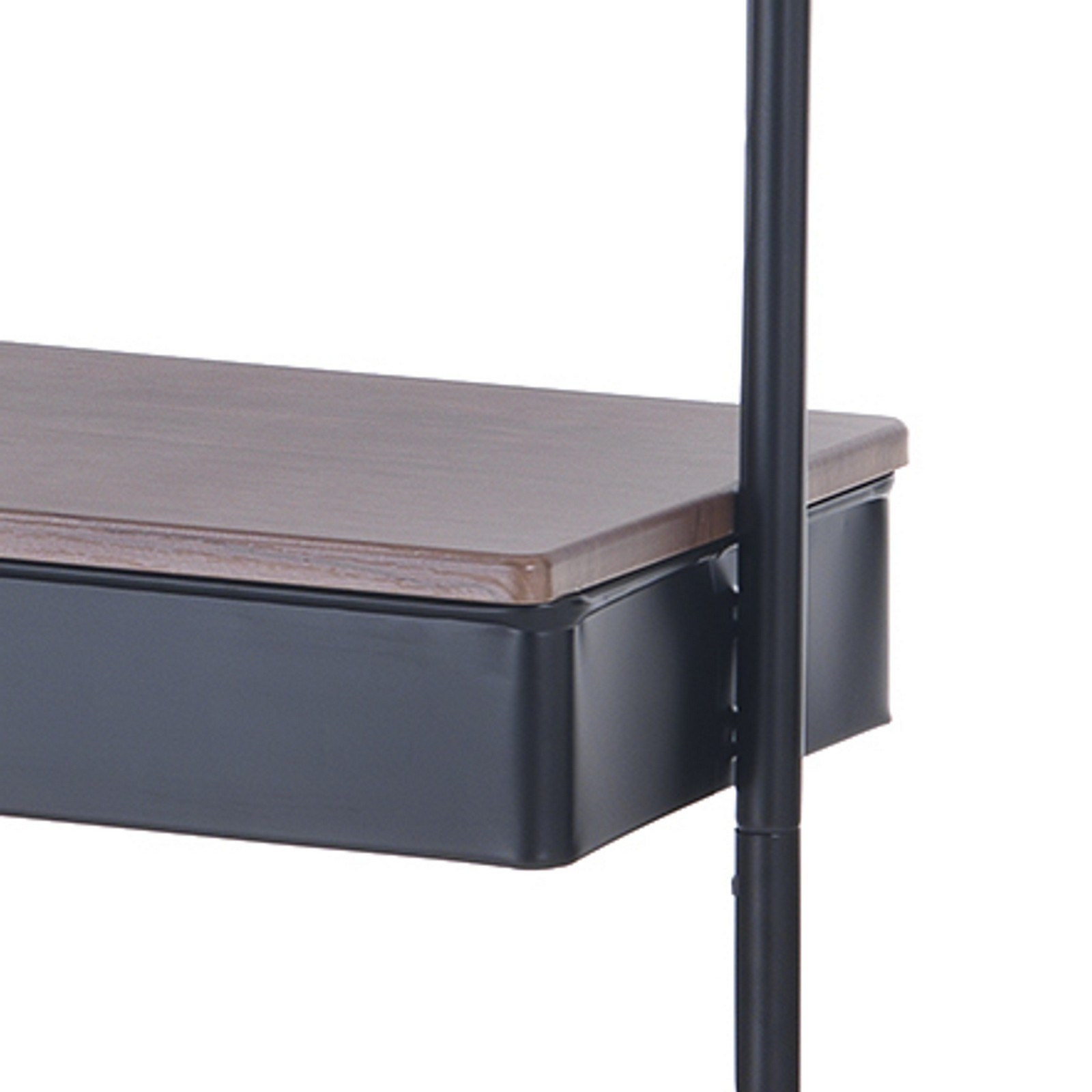 Stender Aino in Acciaio Nero Opaco Ripiano Effetto Legno, 60x37xh190 cm