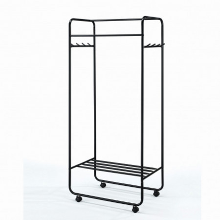 Stender Eevi in Acciaio Verniciato Nero Opaco con Ruote, 70x45xh163 cm