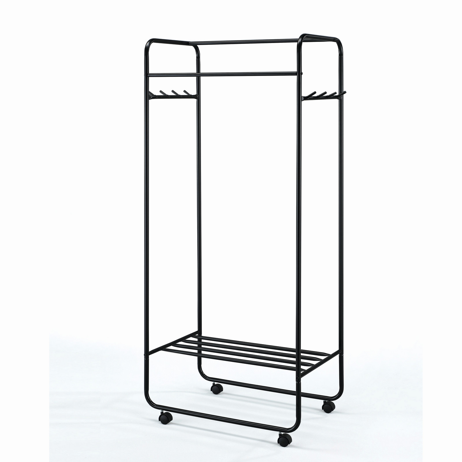 Stender Eevi in Acciaio Verniciato Nero Opaco con Ruote, 70x45xh163 cm