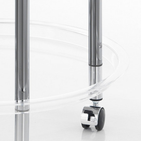 Carrello con Ruote Otto in Acrilico Trasparente Eacciaio Cromato, d50xh80 cm