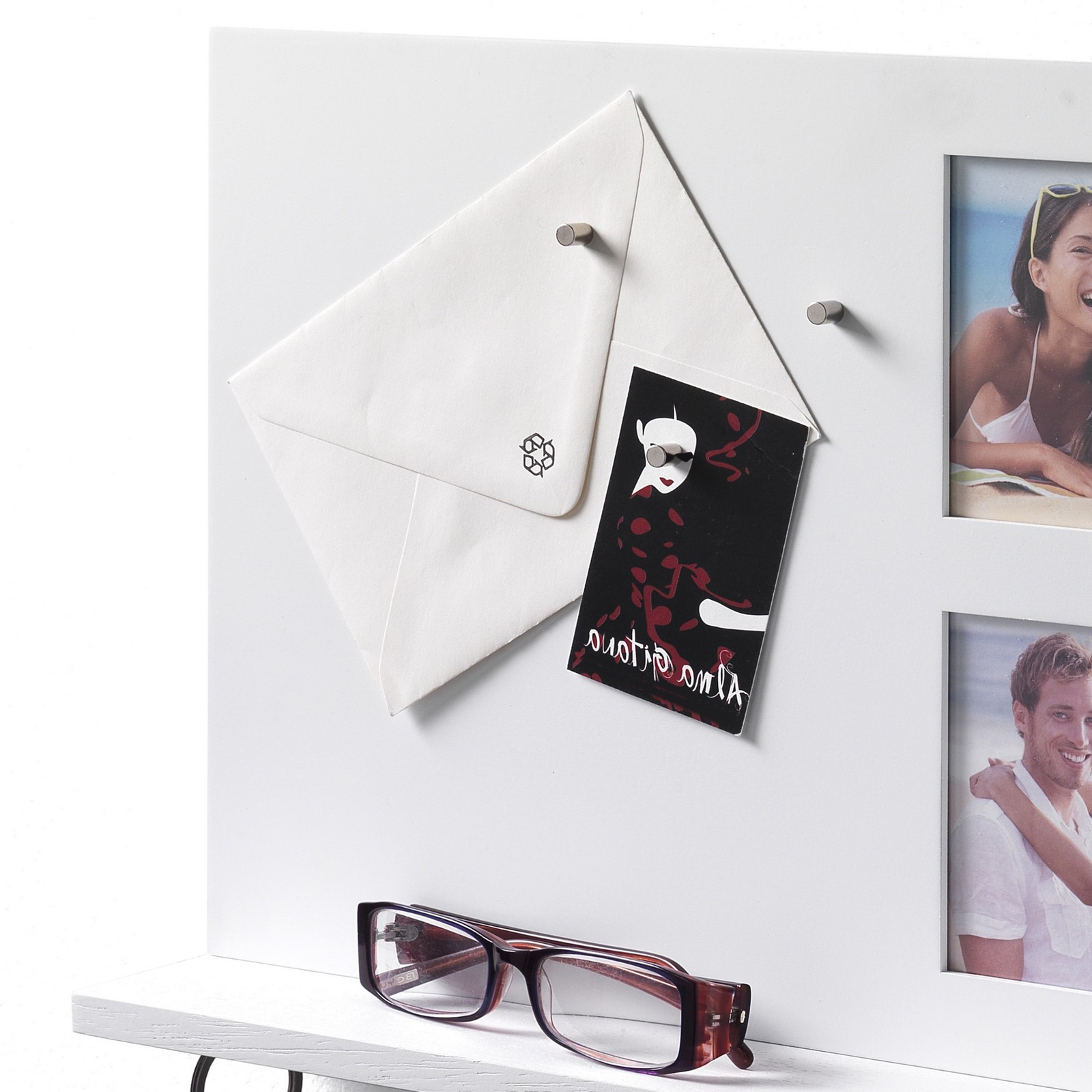 Pannello Memo con Mensola Jooa Laccato Bianco Opaco, 39.5x7xh27 cm