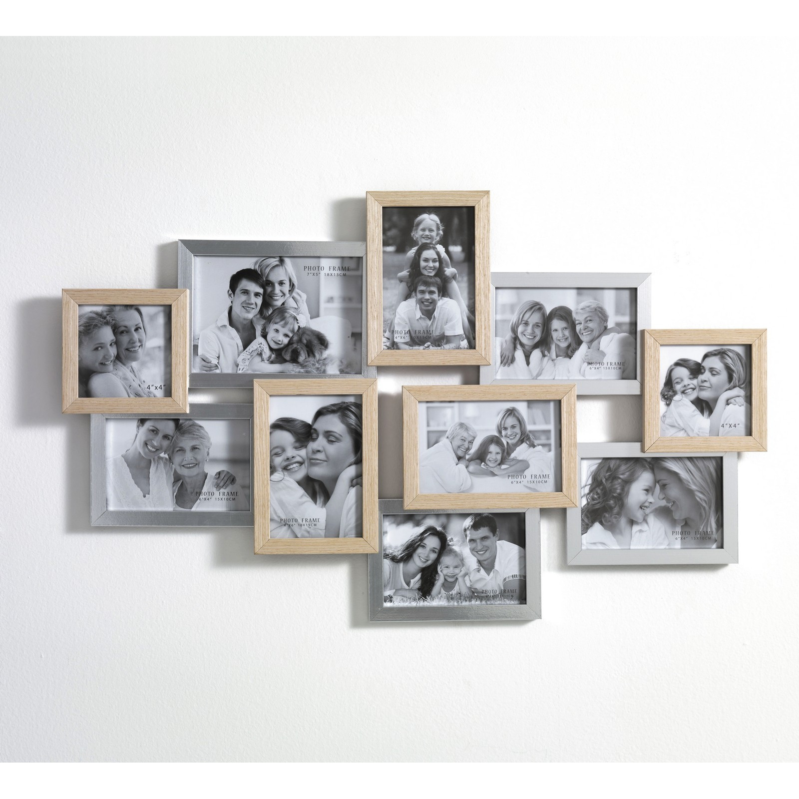 Porta Foto Mimmo-B in Legno Massello Finitura Rovere e Argento
