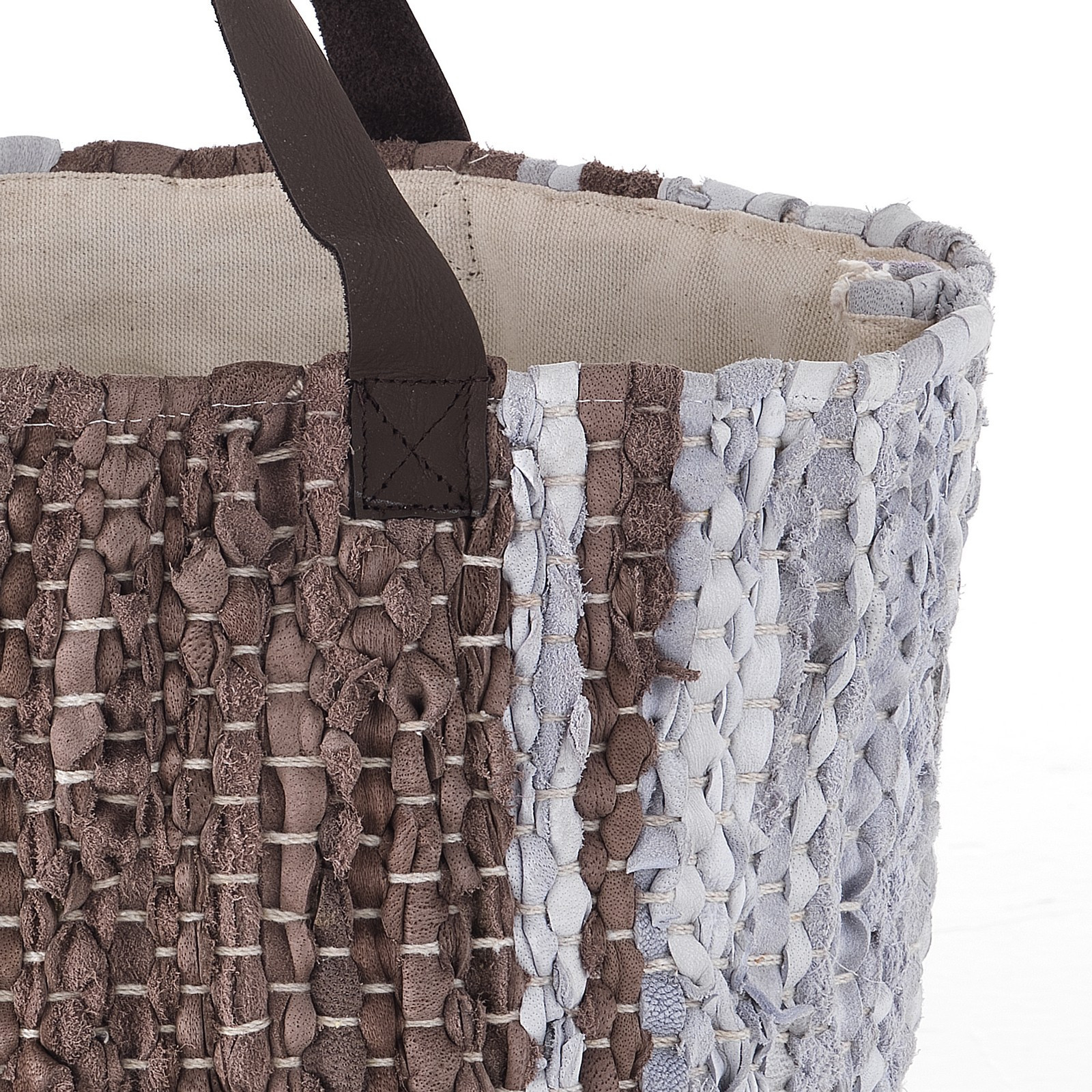Borsa Porta Riviste Kasper Borsa Shopperporta Giochi in Vera Pelle Intrecciata, 30x30xh30 cm