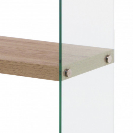 Libreria 5 Ripiani Skandy in Vetro Trasparente e finitura Rovere, 75x29.5xh159 cm