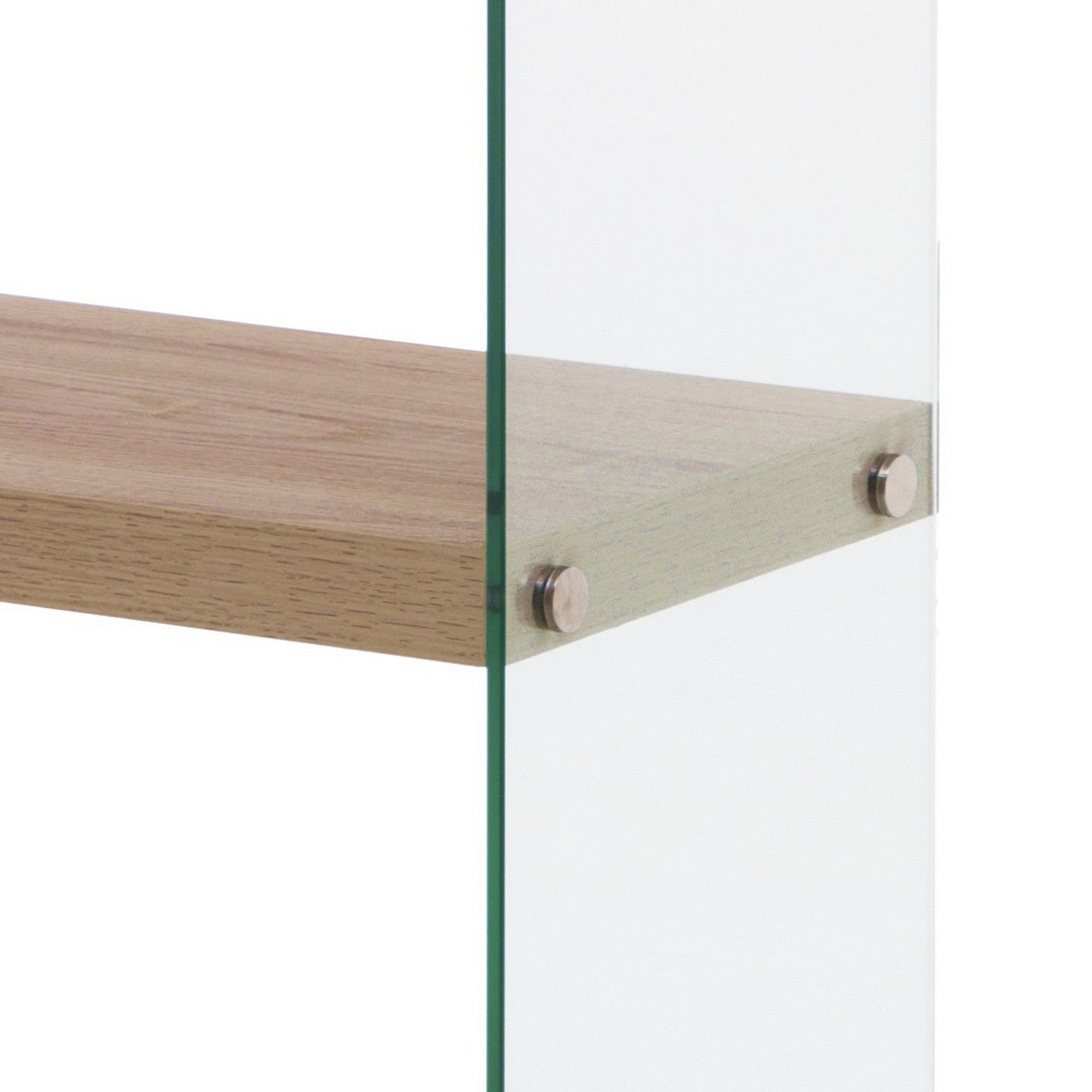 Libreria 5 Ripiani Skandy in Vetro Trasparente e finitura Rovere, 75x29.5xh159 cm