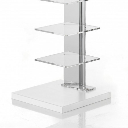Libreria Patricia 10 Ripiani in Acrilico Trasparente e Metallo Cromato, 30x30xh148 cm