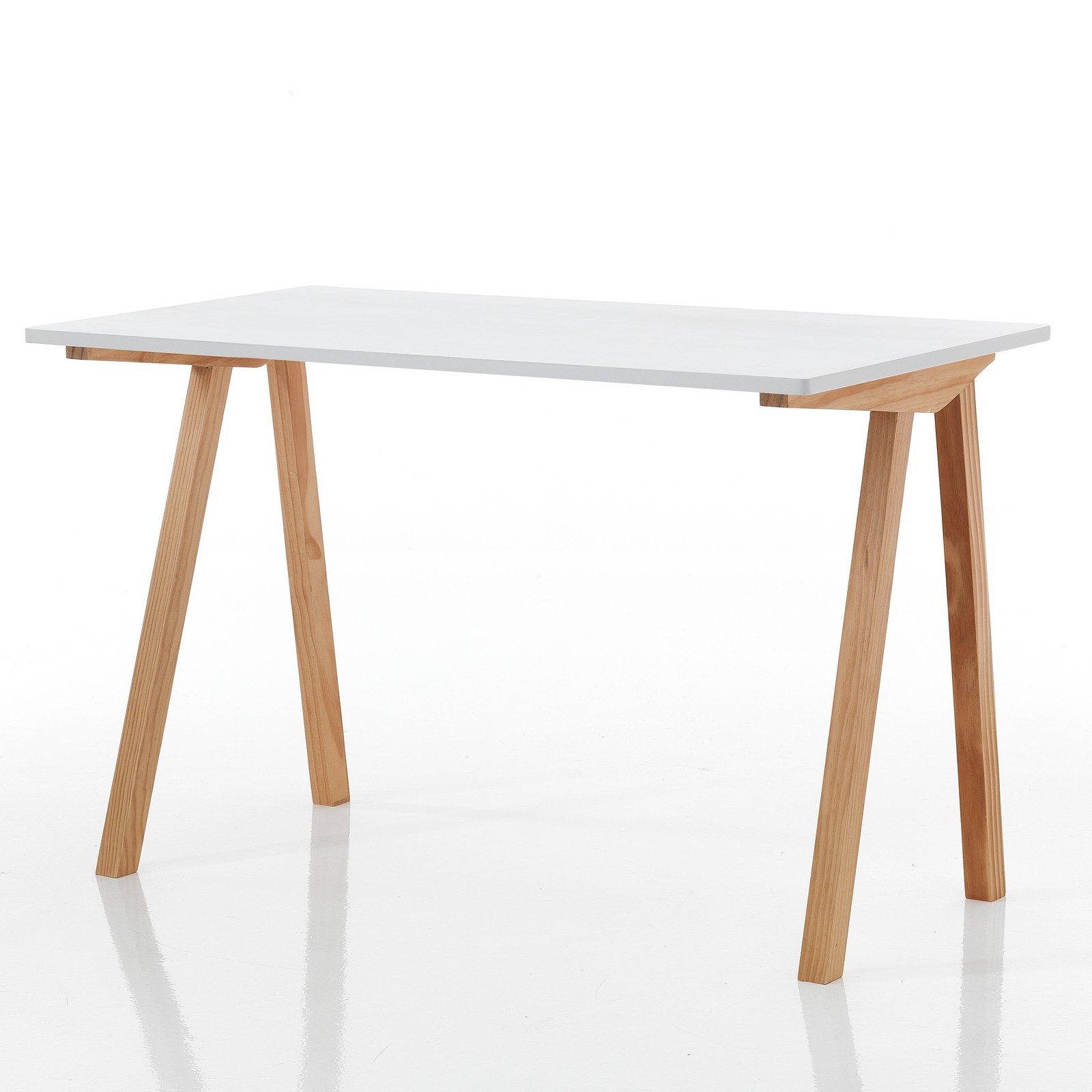 Scrivania e Computer Desk Matilda Bianca Opaco Laccata e Legno Massello finitura Rovere