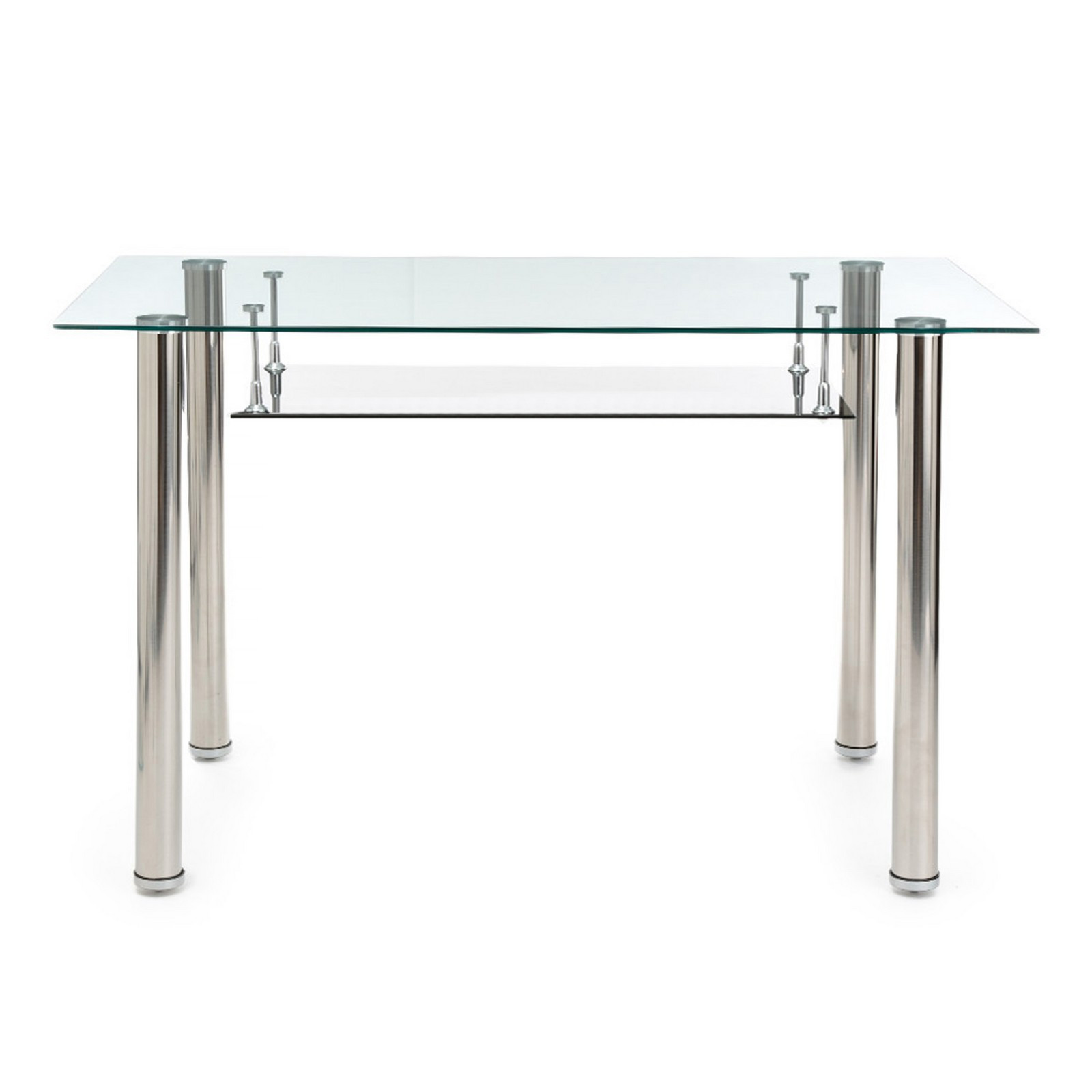 Scrivania Leena in Vetro Trasparente e Metallo Cromato