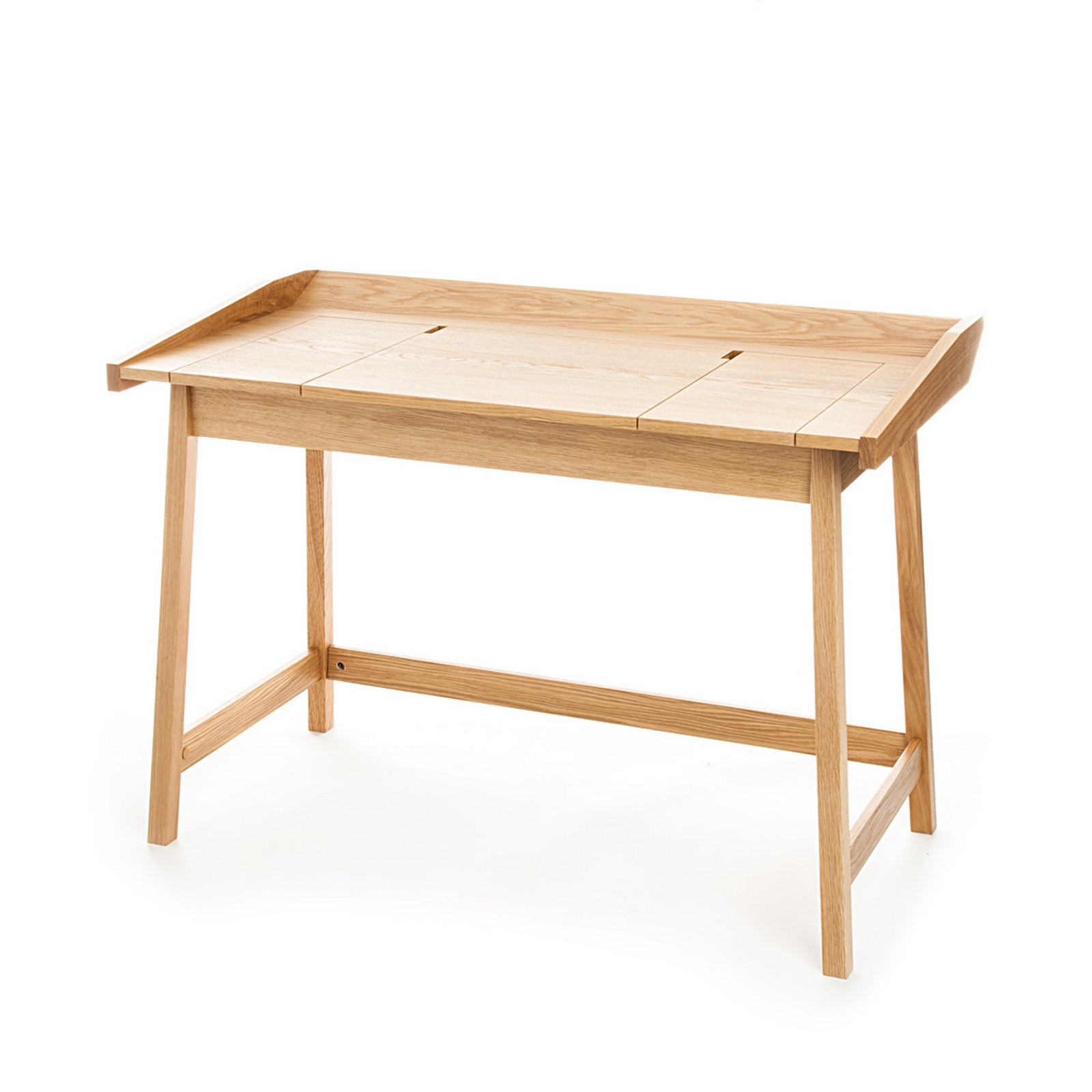 Scrittoio Porta PC Consolle Josefine Piano Impiallacciato Rovere in Legno Massello Tinto Rovere