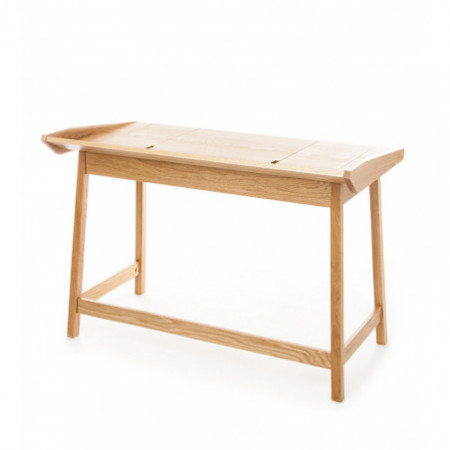 Scrittoio Porta PC Consolle Josefine Piano Impiallacciato Rovere in Legno Massello Tinto Rovere, 113x60xh80 cm