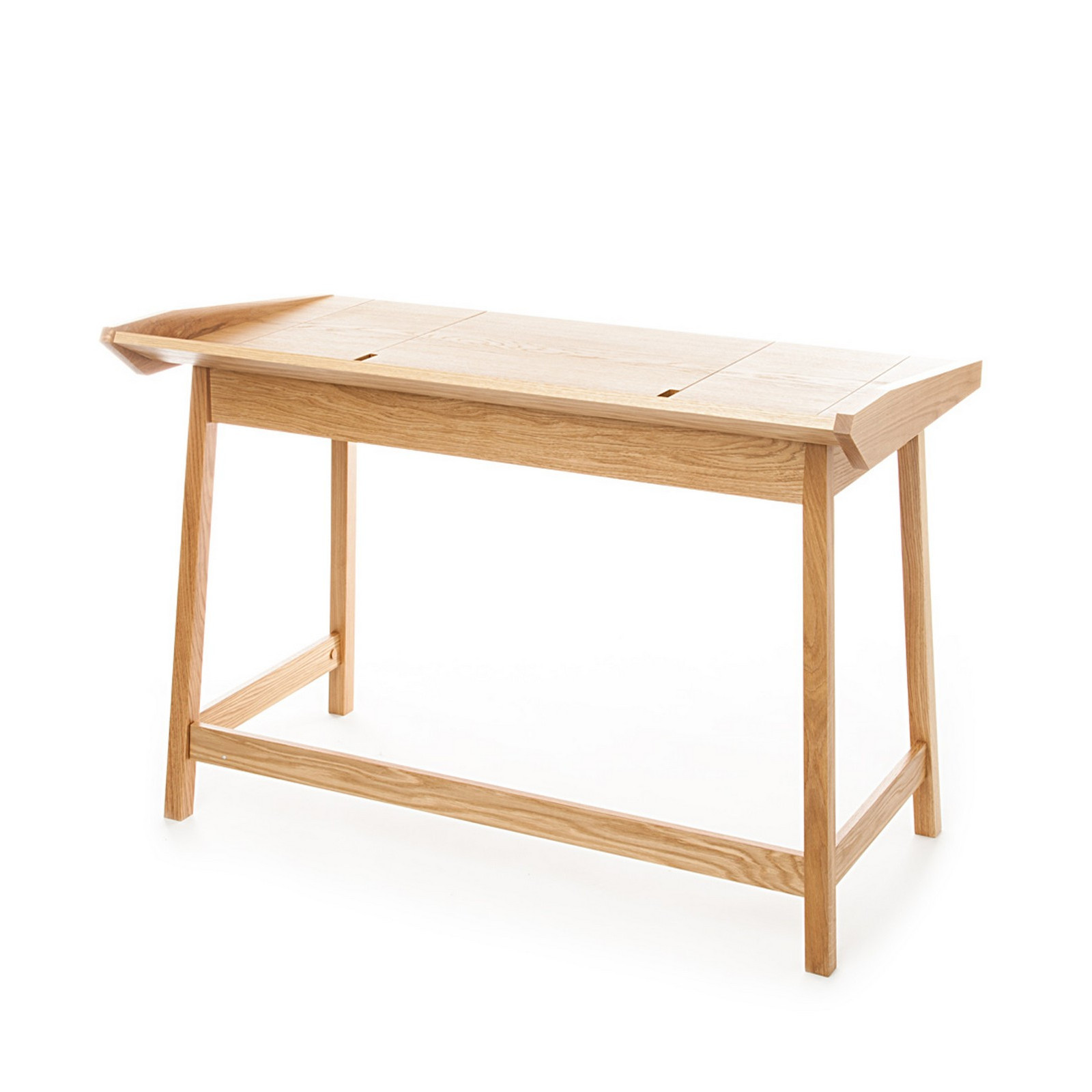 Scrittoio Porta PC Consolle Josefine Piano Impiallacciato Rovere in Legno Massello Tinto Rovere, 113x60xh80 cm