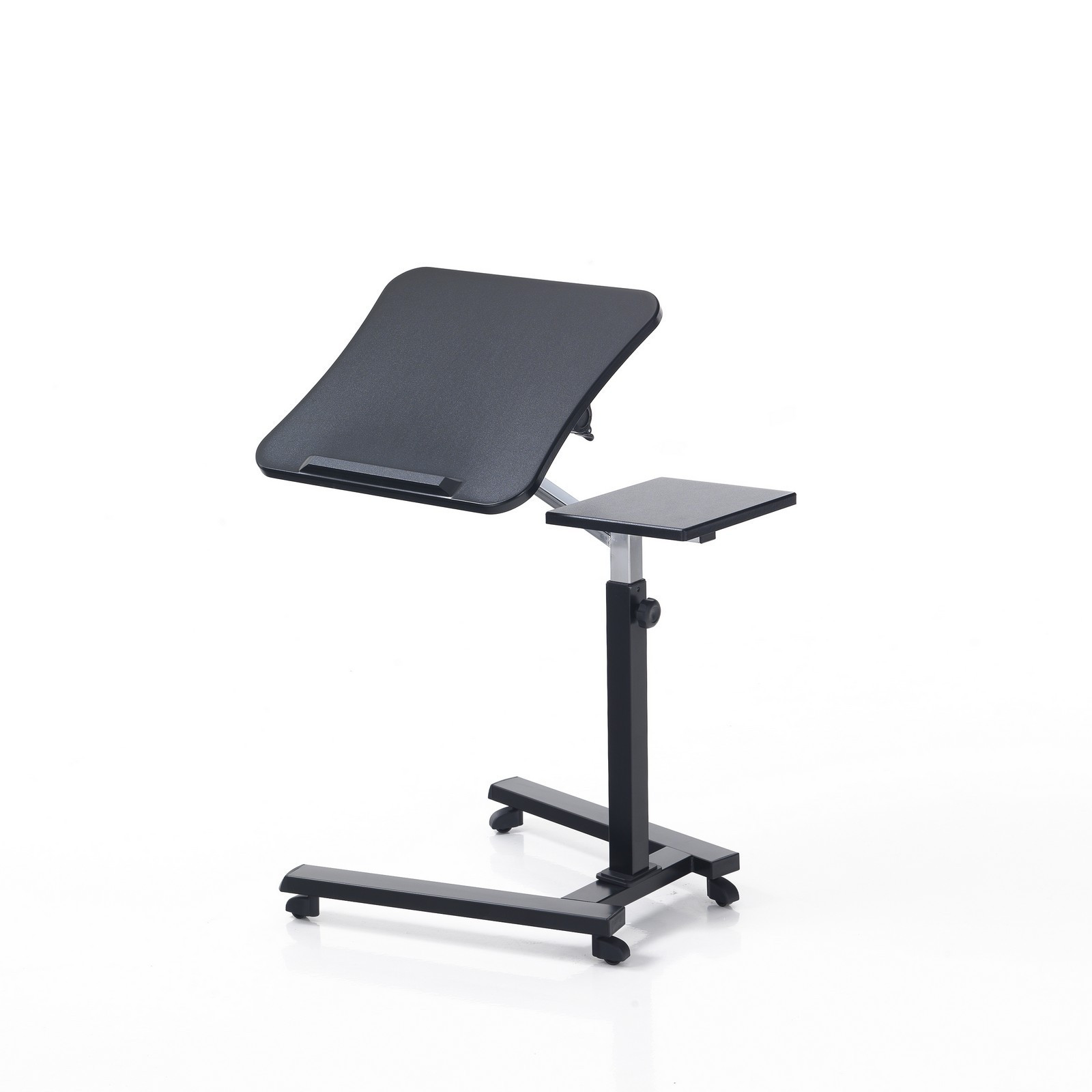 Carrello Porta Notebook e Tablet Jonna in Acciaio Cromato e Nero Opaco regolabile